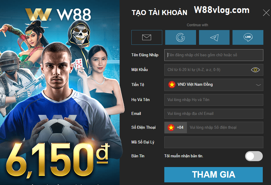 Quy trình đăng ký tài khoản w88